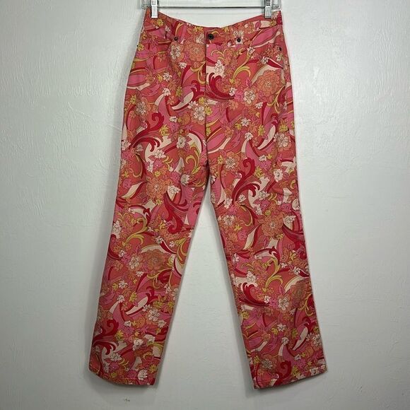 Talbots Stretch Cotton Blend Floral Print Straight Leg High Rise Pants Size 8 - Picture 1 of 9